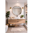 Ver imagem 3 de Espelho Redondo 50cm Moldura Couro Caramelo Luxo Banheiro Hall Quarto Sala