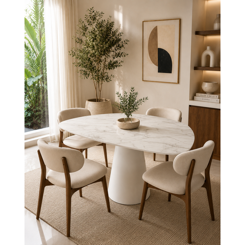 Mesa de Jantar Orgânica Cone Canya Atenna 100x105cm - Cone Branco