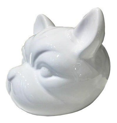 Cofre Cabeça De Bulldog, Cerâmica - Branco - 1