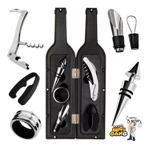 Kit Acessórios para Vinho Garrafa 6 Peças Saca Rolhas Abridor - 5
