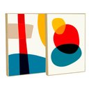 Ver imagem 1 de Quadro Decorativo Formas Orgânicas em 2 Telas com Moldura Filete