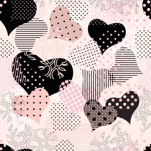 Papel De Parede Adesivo Lavável Corações Desenhados 12m - 1