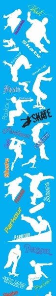 Papel De Parede Adesivo Lavável Skate Fundo Azul 12m - 7