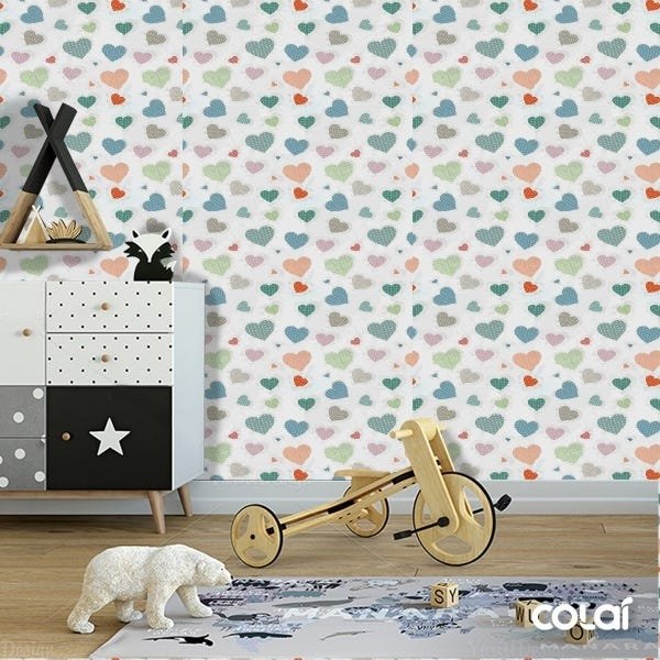Papel De Parede Adesivo Lavável Corações Multicor 12m - 5