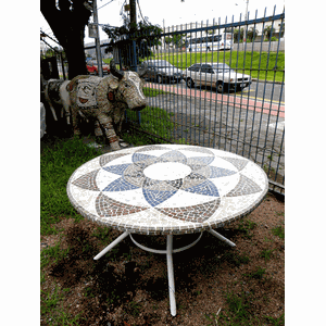 Mesa em Mosaico Mandala Indiana Ii - Somente o Tampo 70cm