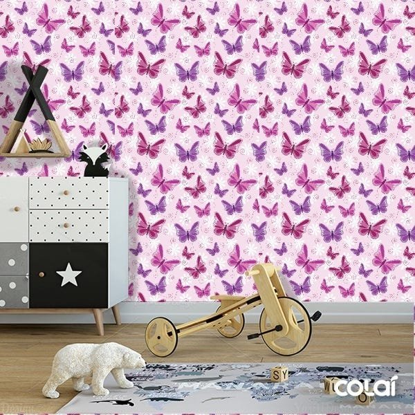 Papel De Parede Adesivo Lavável Borboletas 3D 12m - 5
