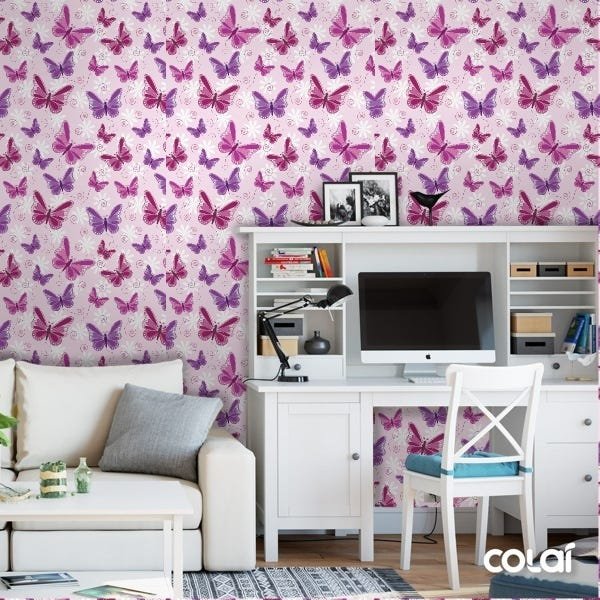 Papel De Parede Adesivo Lavável Borboletas 3D 12m - 4