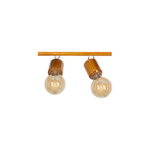 Luminária Lustre Trilho Régua em Madeira 40cm 2 Lâmpadas