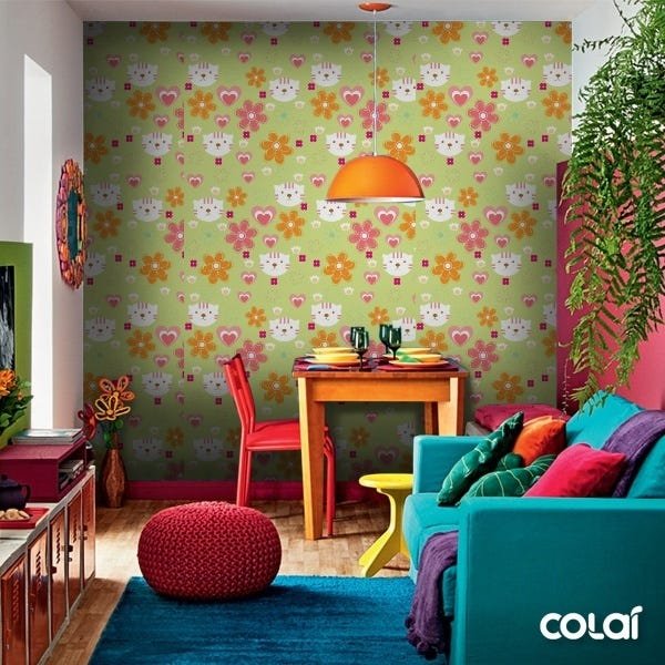 Papel De Parede Adesivo Lavável Primavera Fundo Verde 12m - 6