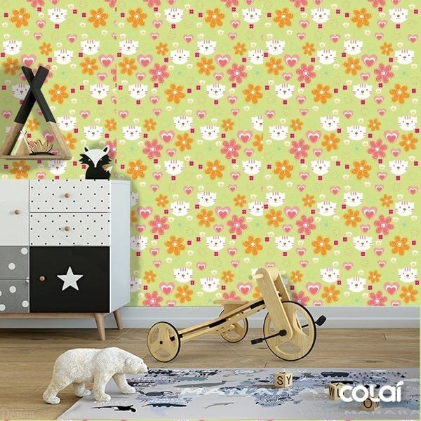 Papel De Parede Adesivo Lavável Primavera Fundo Verde 12m - 5