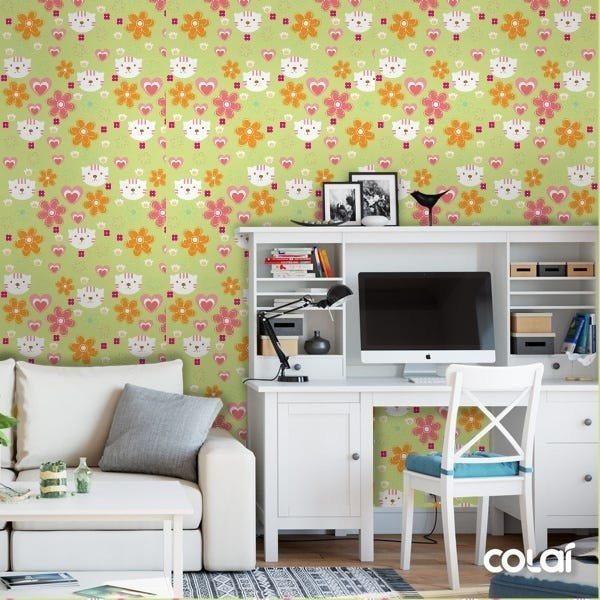 Papel De Parede Adesivo Lavável Primavera Fundo Verde 12m - 2