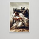 Ver imagem 4 de Quadro Decorativo Jesus Protegendo o Cordeiro Dos Lobos Sala Quarto Casa Escritório