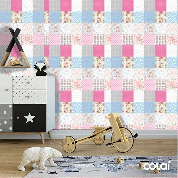 Papel De Parede Adesivo Lavável Mosáico 9m - 5