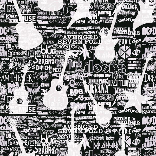Papel De Parede Adesivo Lavável Musical Fundo Preto 9m - 1