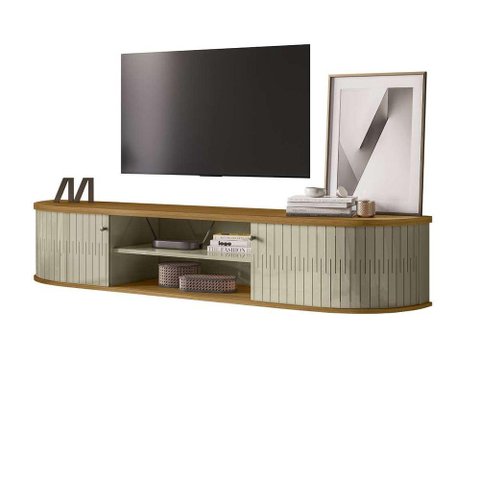 Rack Suspenso Algarve Tv 75 Polegadas Cor Cumaru e Opala - Madetec