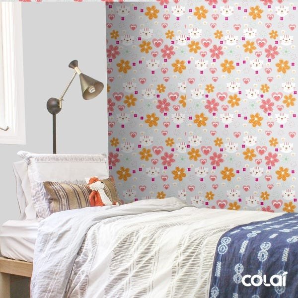 Papel De Parede Adesivo Lavável Primavera Fundo Cinza 9m - 3