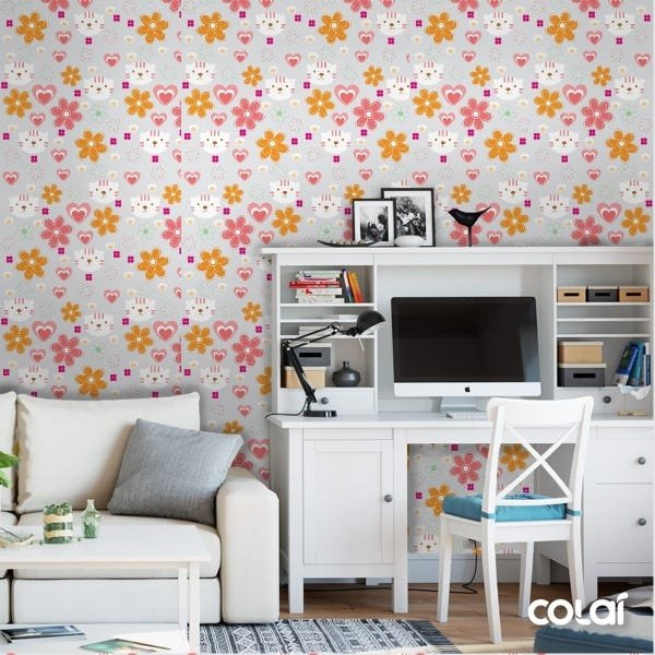 Papel De Parede Adesivo Lavável Primavera Fundo Cinza 9m - 4