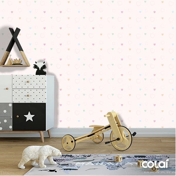 Papel De Parede Adesivo Lavável Coraçoes Pequenos 9m - 5