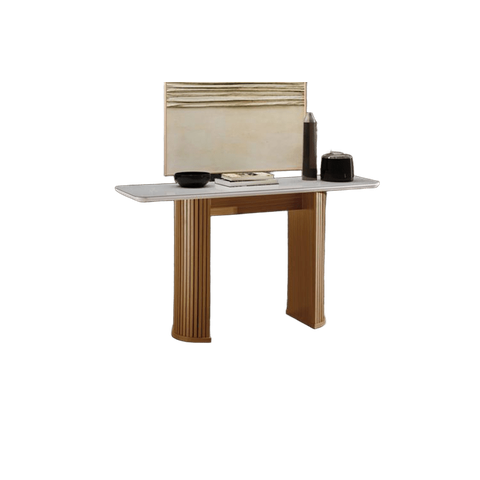 Aparador Dara com Tampo de Vidro e Detalhes Ripados Cinamomo – 135cm
