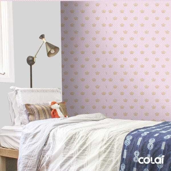 Papel de Parede Adesivo Lavável Coroa com Fundo Roxo 15m - 3