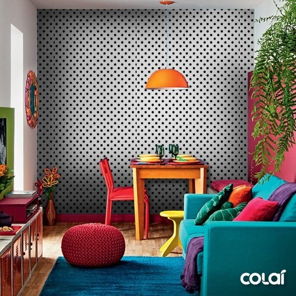 Papel de Parede Adesivo Lavável Bolas Pretas 12m - 6