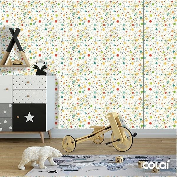 Papel de Parede Adesivo Lavável Bolas de Tintas 12m - 5