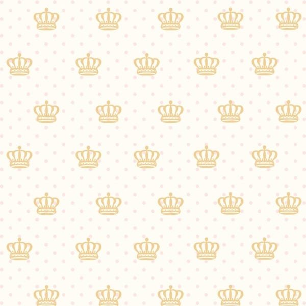 Papel de Parede Adesivo Lavável Coroas Douradas 12m - 1