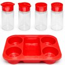Ver imagem 2 de Kit 4 Porta Condimentos para Restaurantes e Lanchonetes 4 Frascos Vermelho