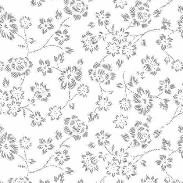 Papel De Parede Lavável Flores De Listras Pretas 15m - 1