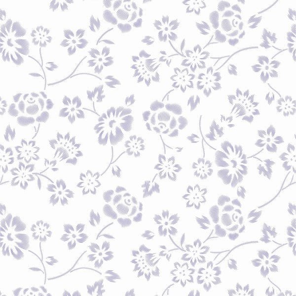 Papel De Parede Lavável Flores De Listras Roxas 15m - 1