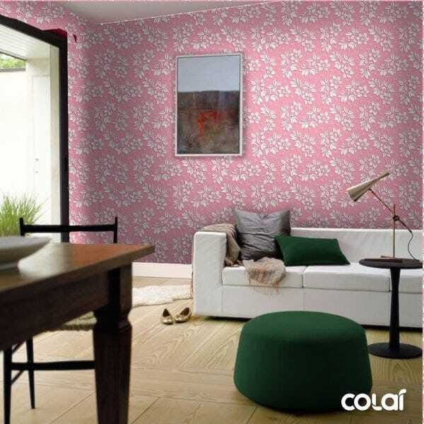 Papel De Parede Lavável Flores Brancas Em Fundo Rosa 15m - 4