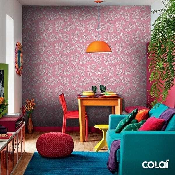 Papel De Parede Lavável Flores Brancas Em Fundo Rosa 15m - 5