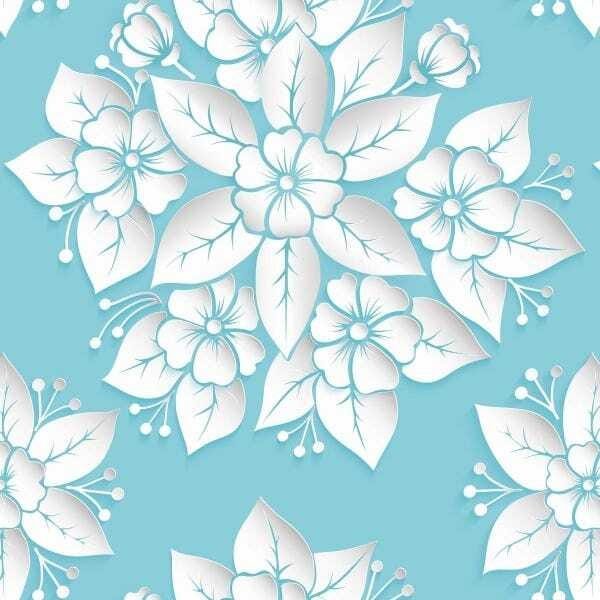 Papel De Parede Adesivo Lavável Flores 3D Em Azul 15m - 1