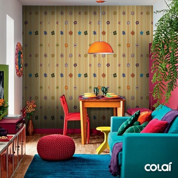 Papel De Parede Adesivo Lavável Floral Infantil 15m - 5