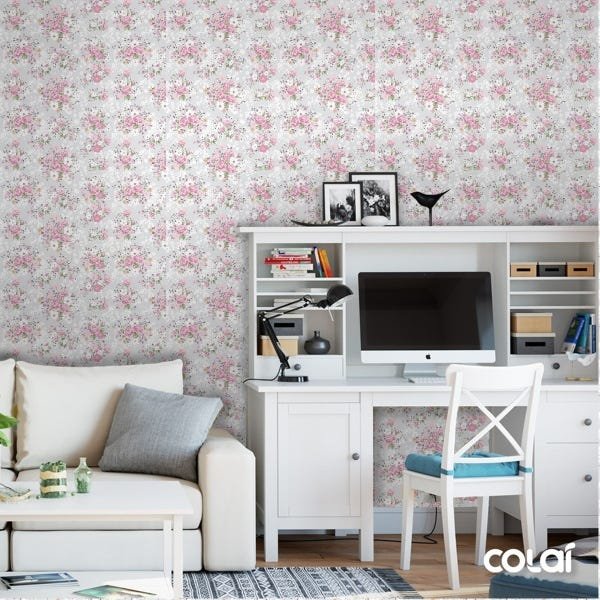 Papel De Parede Adesivo Lavável Floral Rosa 15m - 2