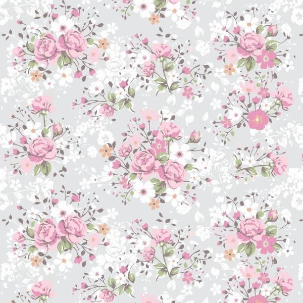 Papel De Parede Adesivo Lavável Floral Rosa 15m - 1