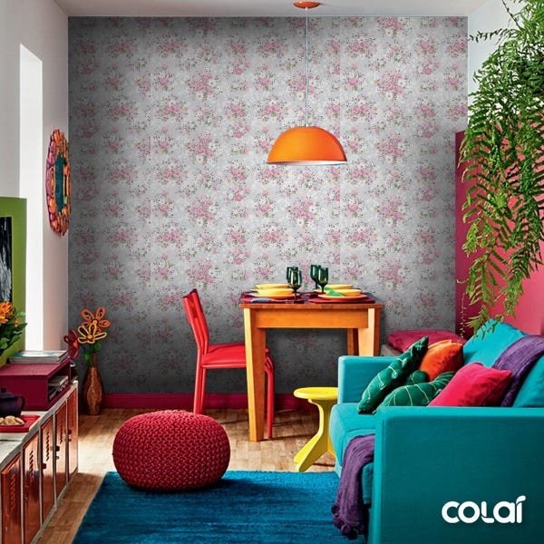 Papel De Parede Adesivo Lavável Floral Rosa 15m - 5