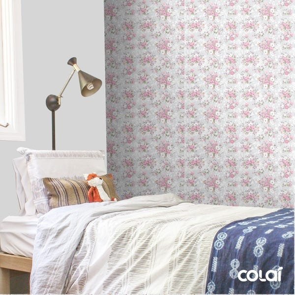 Papel De Parede Adesivo Lavável Floral Rosa 15m - 3