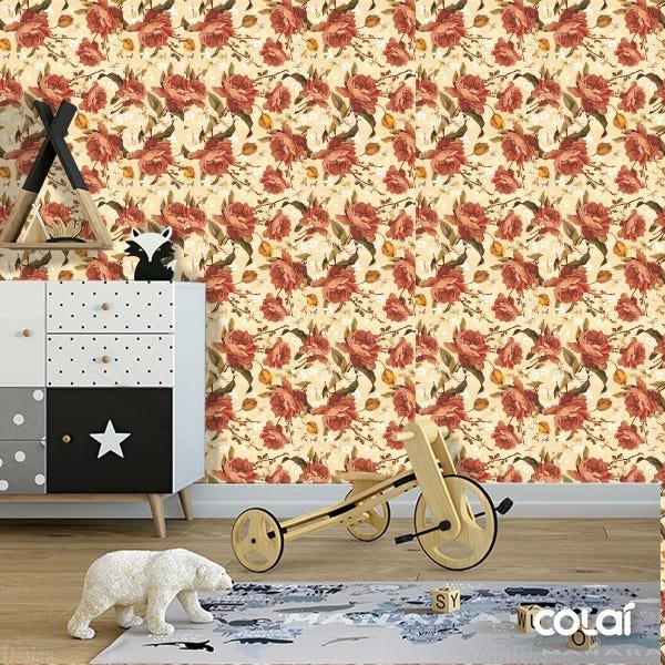 Papel De Parede Adesivo Lavável Cravos 12m - 6
