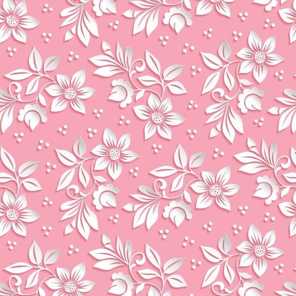 Papel De Parede Lavável Flores Brancas Em Fundo Rosa 6m - 1