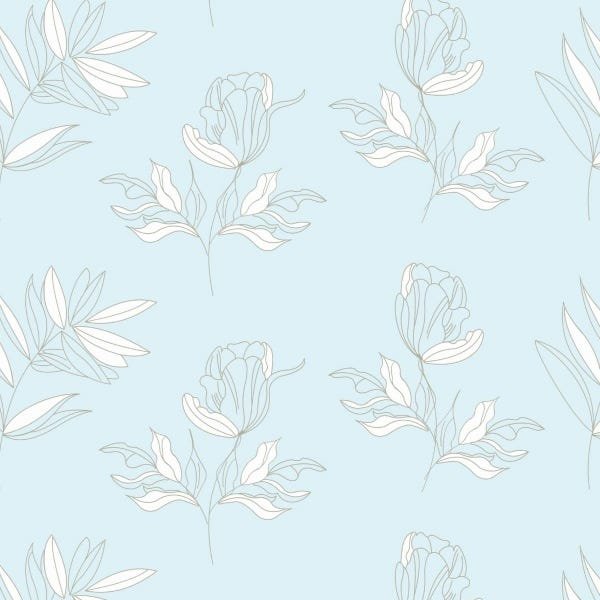 Papel De Parede Adesivo Lavável Flores Azuis 6m - 1