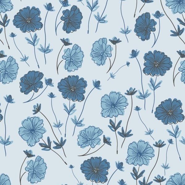 Papel De Parede Adesivo Lavável Margaridas Azuis 3m - 1