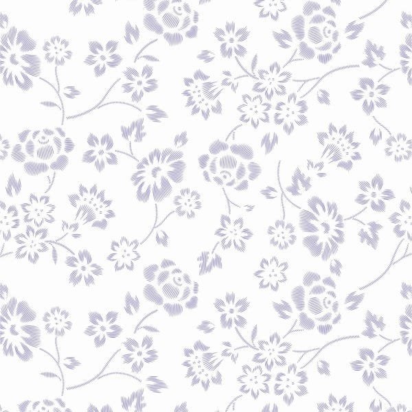 Papel De Parede Lavável Flores De Listras Roxas 3m - 1