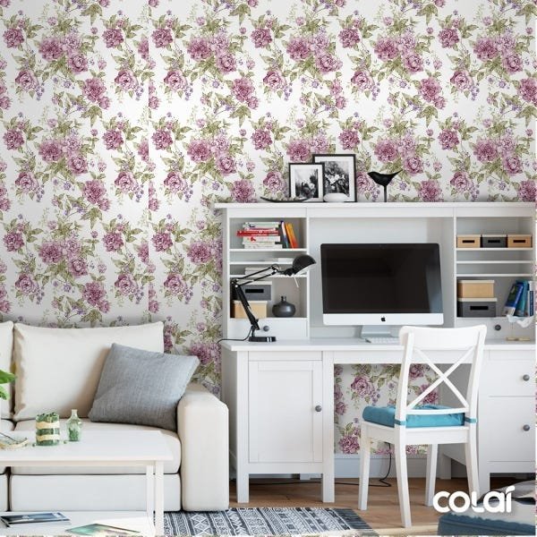 Papel De Parede Adesivo Lavável Flores Púrpuras 3m - 2