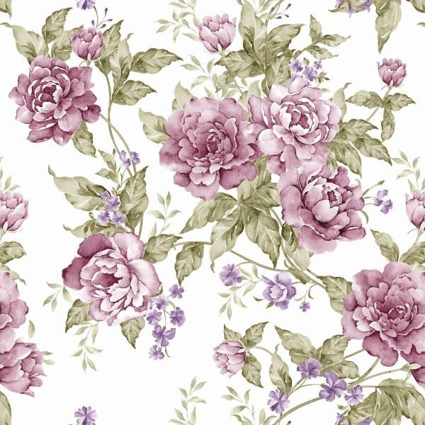 Papel De Parede Adesivo Lavável Flores Púrpuras 3m - 1