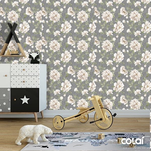 Papel De Parede Adesivo Lavável Rosas Brancas 3m - 6