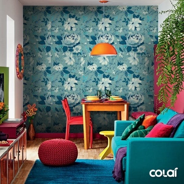 Papel De Parede Adesivo Lavável Gardênia Verde 3m - 5