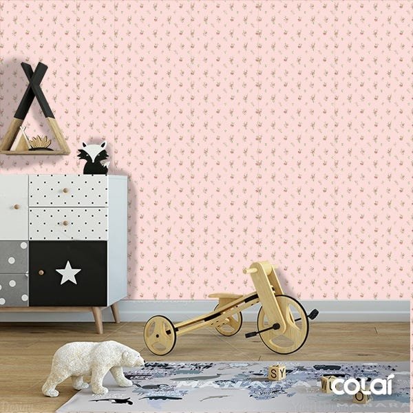 Papel De Parede Adesivo Lavável Rosas Pequenas 3m - 6