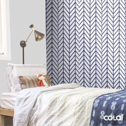 Papel De Parede Adesivo Lavável Linhas Azuis Grandes 15m - 3