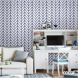 Papel De Parede Adesivo Lavável Linhas Azuis Grandes 15m - 4